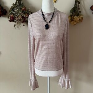 Fairycore Metallic Champagne Bell Sleeve Top